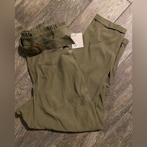 NWT Lauren Conrad pull on pants with elastic waist and circle belt detail L